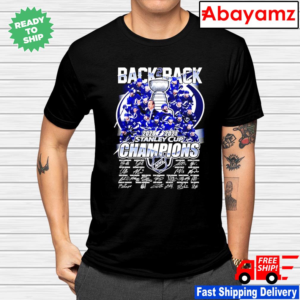 Tampa Bay Lightning Back 2 Back 21 Stanley Cup Champions Signatures Shirt Hoodie Sweater Long Sleeve And Tank Top