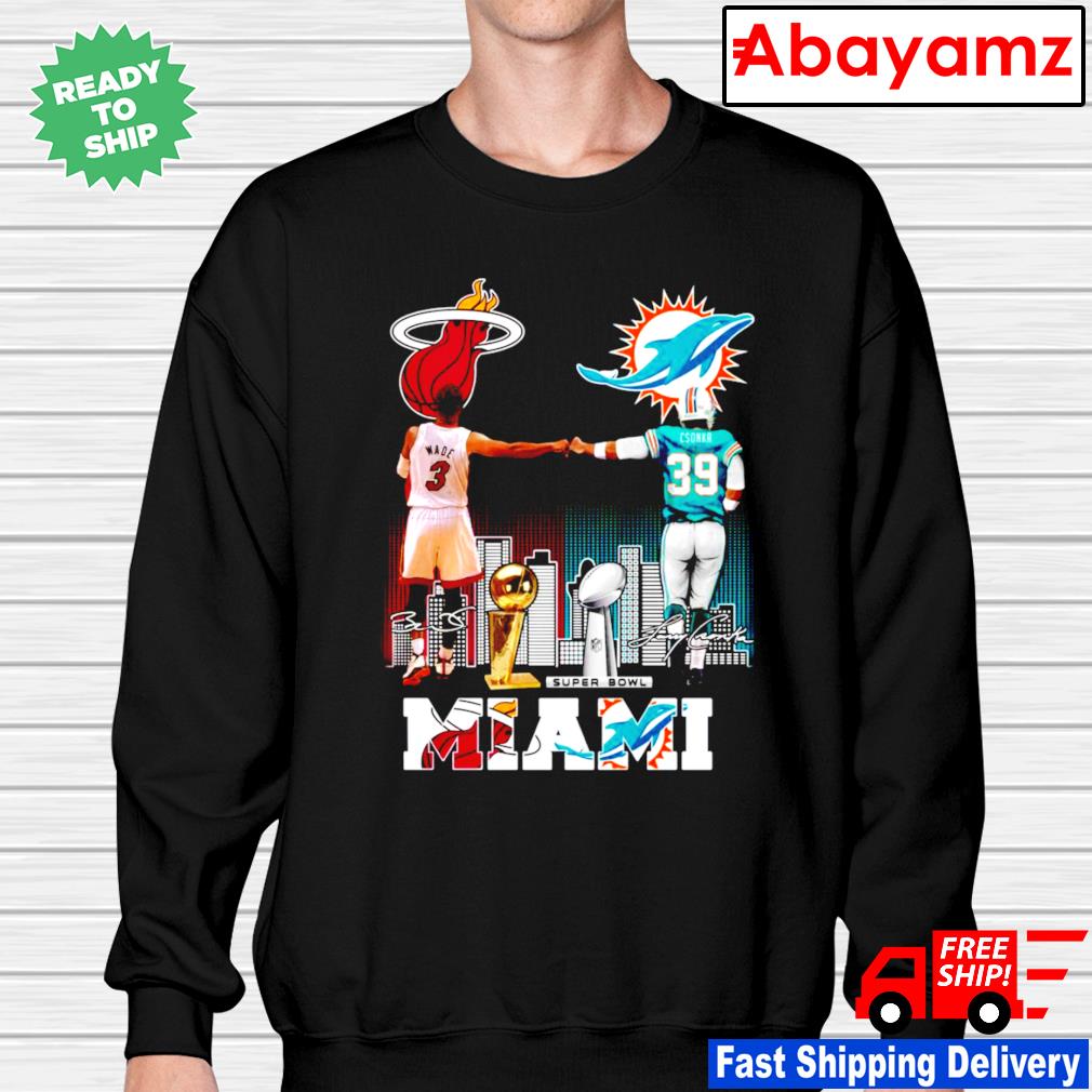 Dwyane Wade Miami Heat and Larry Csonka Miami Dolphins signatures shirt,  hoodie, sweater, long sleeve and tank top