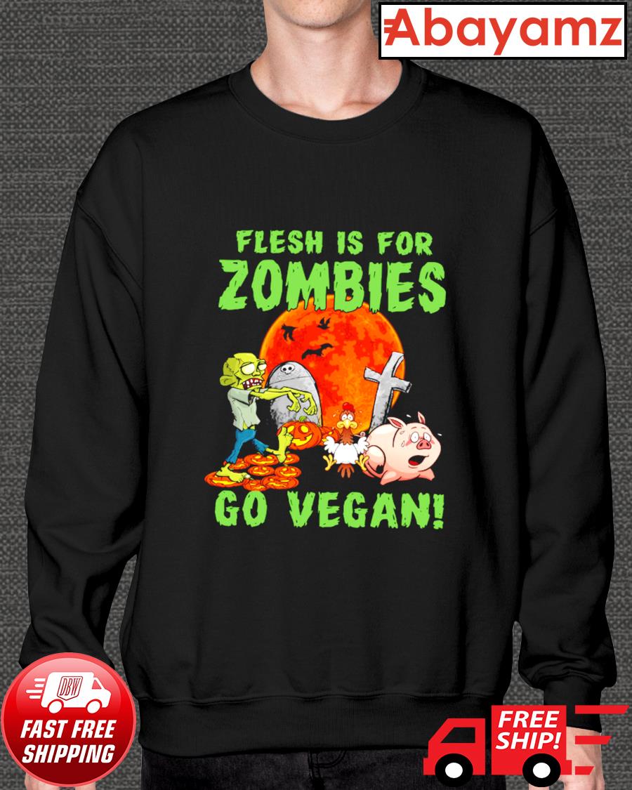 Flesh Is For Zombies Go Vegetarian Mens T-Shirt 