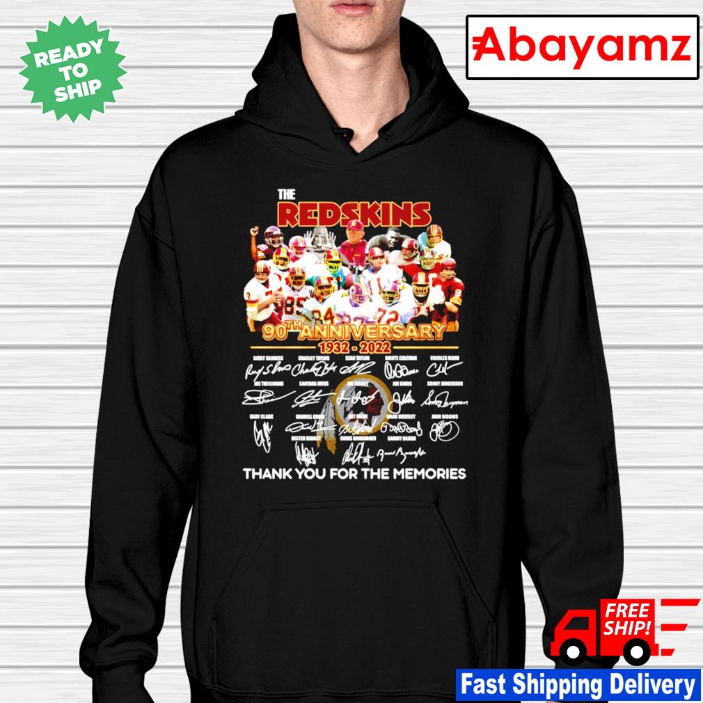 Funny Washington Redskins 90th anniversary 1932 2022 thank you for the  memories signature shirt, hoodie, sweater, long sleeve and tank top