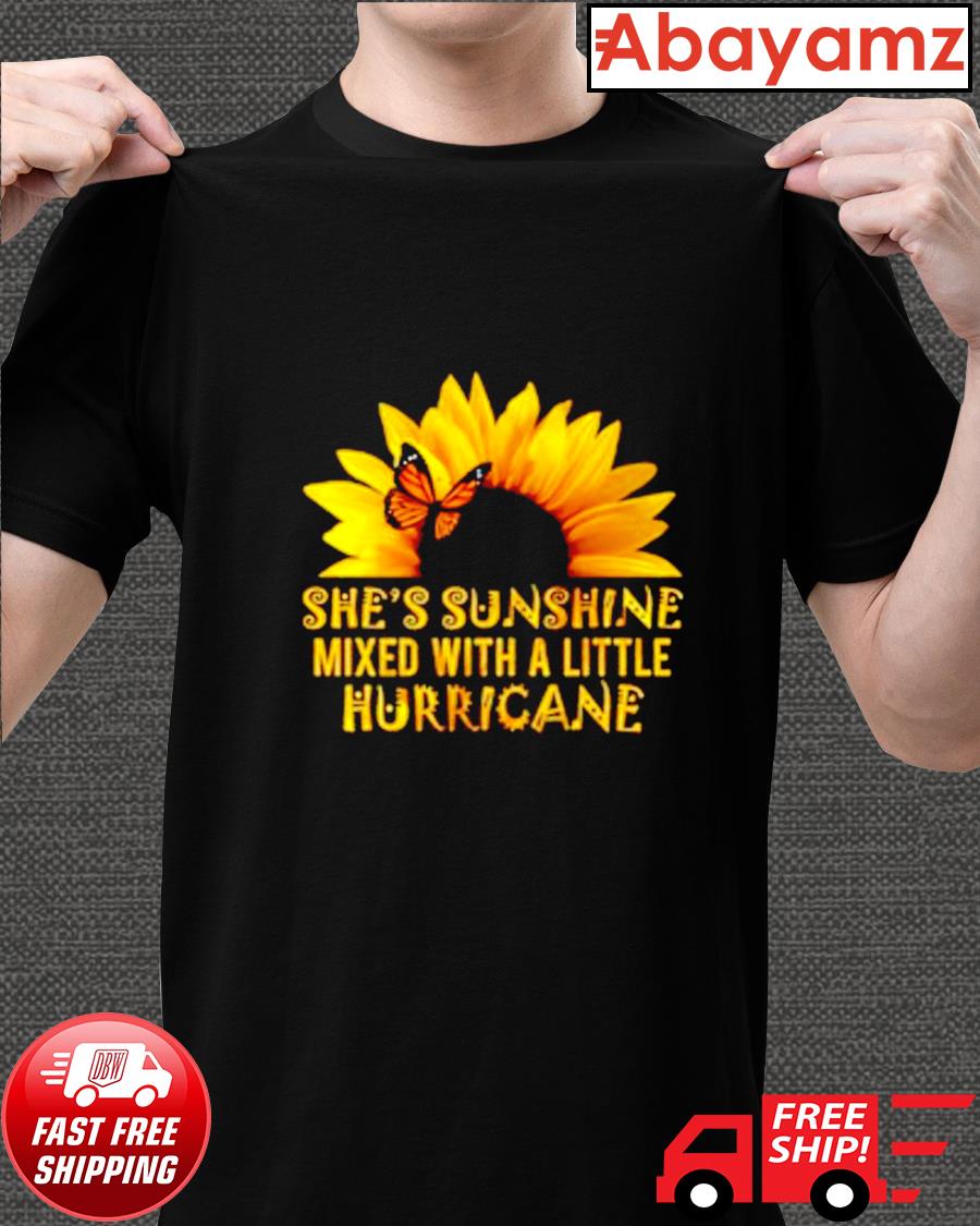 Sunshine Mixed With a Little Hurricane Black Unisex Short Sleeve T-shirt  FREE SHIPPING