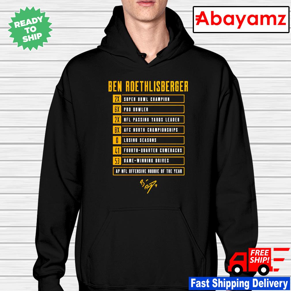 Premium Ben Roethlisberger Pittsburgh Steelers Career Stats back T-shirt,  hoodie, sweater, long sleeve and tank top