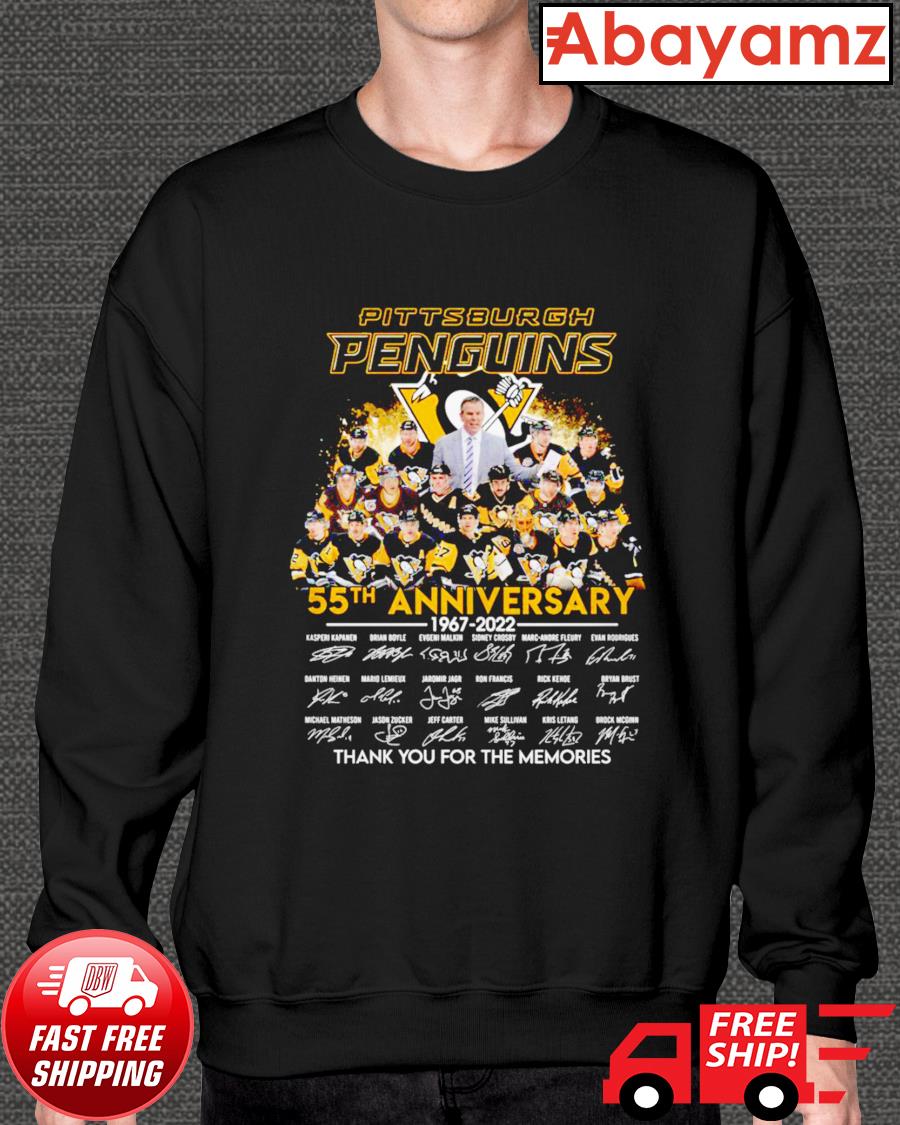 HOT Pittsburgh Penguins 55th Anniversary 1967-2022 thank you for the  memories signature t-shirt, hoodie, sweater, long sleeve and tank top