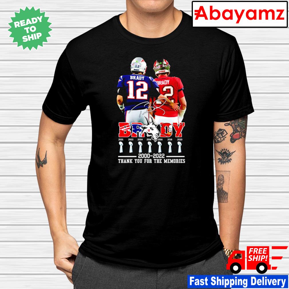 12 Tom Brady 2000 2022 Thank You For The Memories Signatures Shirt