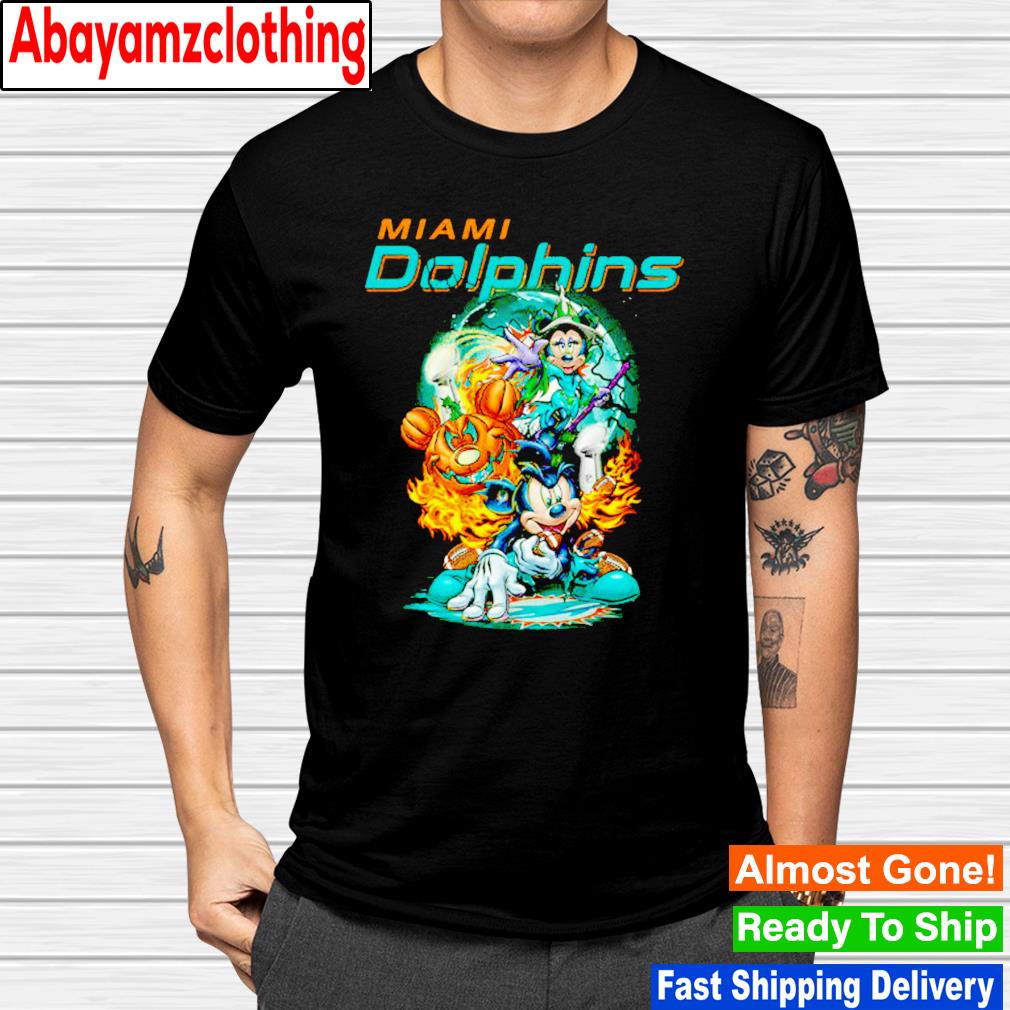 Miami Dolphins Mickey Mouse and Minnie Mouse Halloween shirt