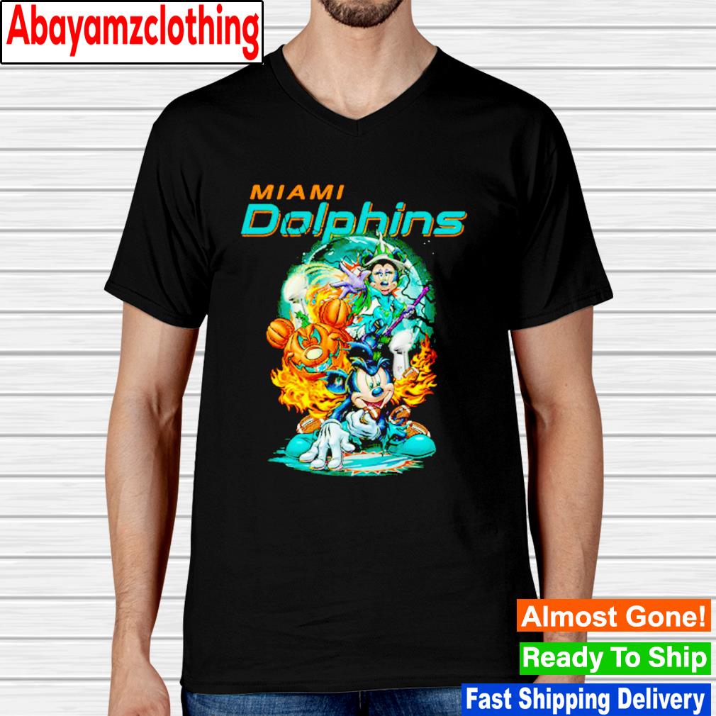 Miami Dolphins Mickey Mouse and Minnie Mouse Halloween shirt