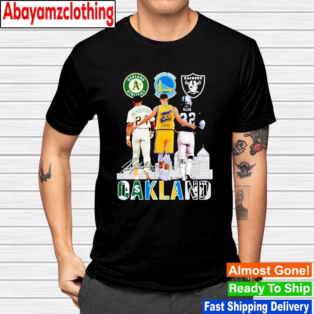 24 Rickey Henderson Oakland Athletics 30 Stephen Curry Golden State Warriors  32 Allen Oakland Raiders signatures shirt, hoodie, sweater, long sleeve and  tank top