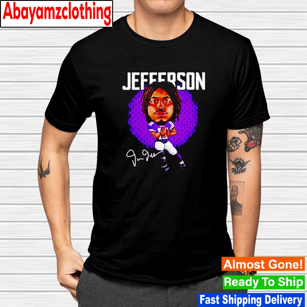 Justin Jefferson signature football Vikings shirt
