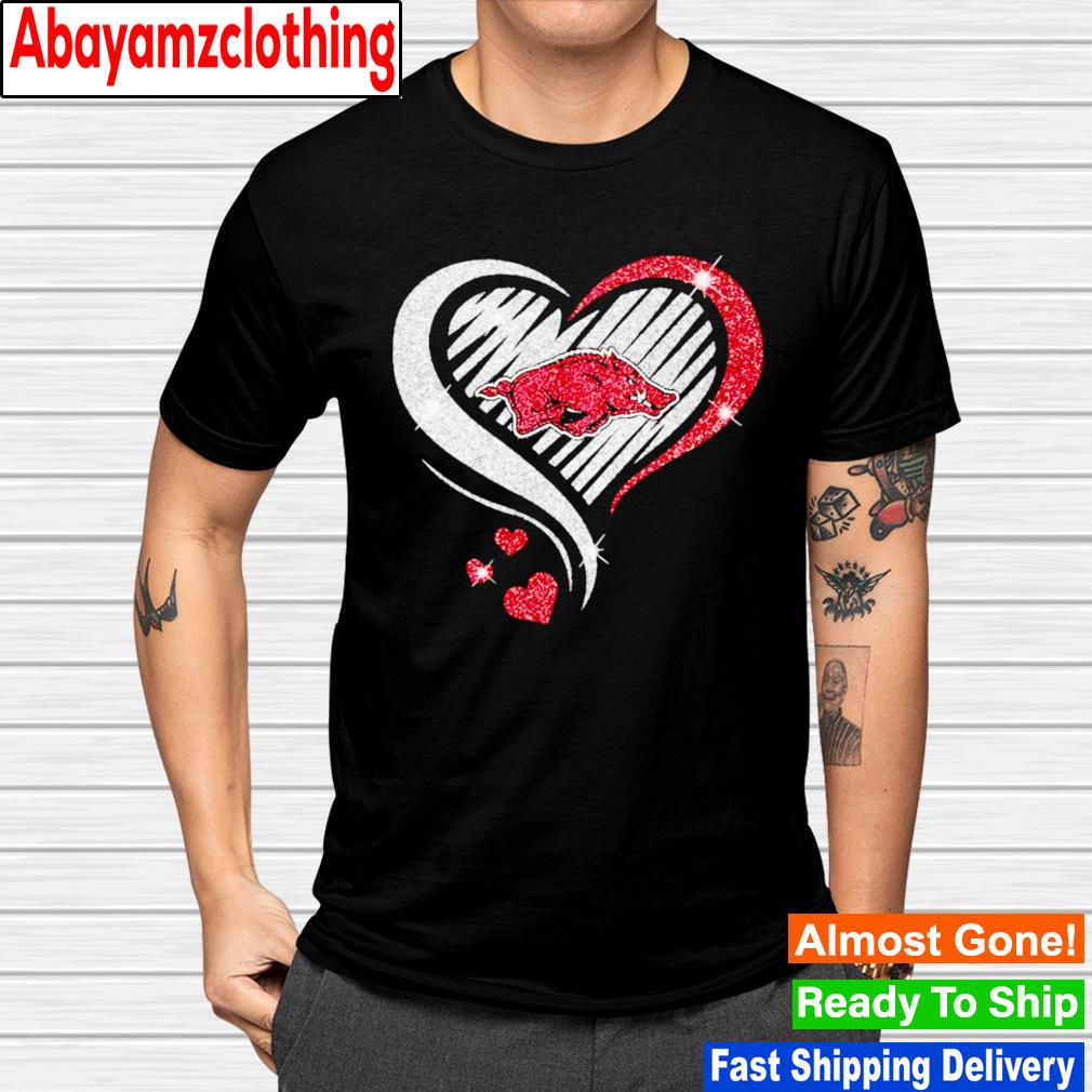 Love Arkansas Razorbacks football heart shirt