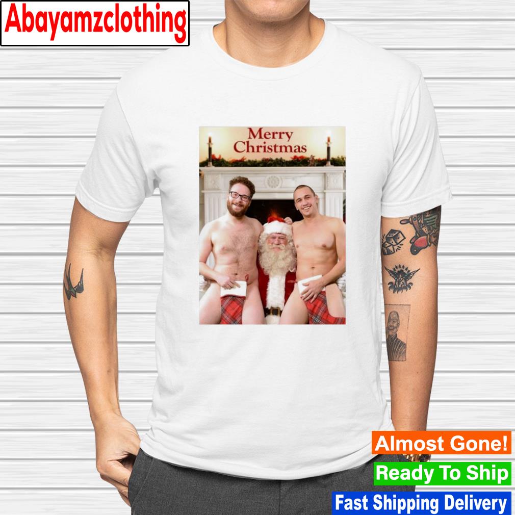 Merry Xmas From Seth Rogen And James Franco Funny Nude With Santa shirt