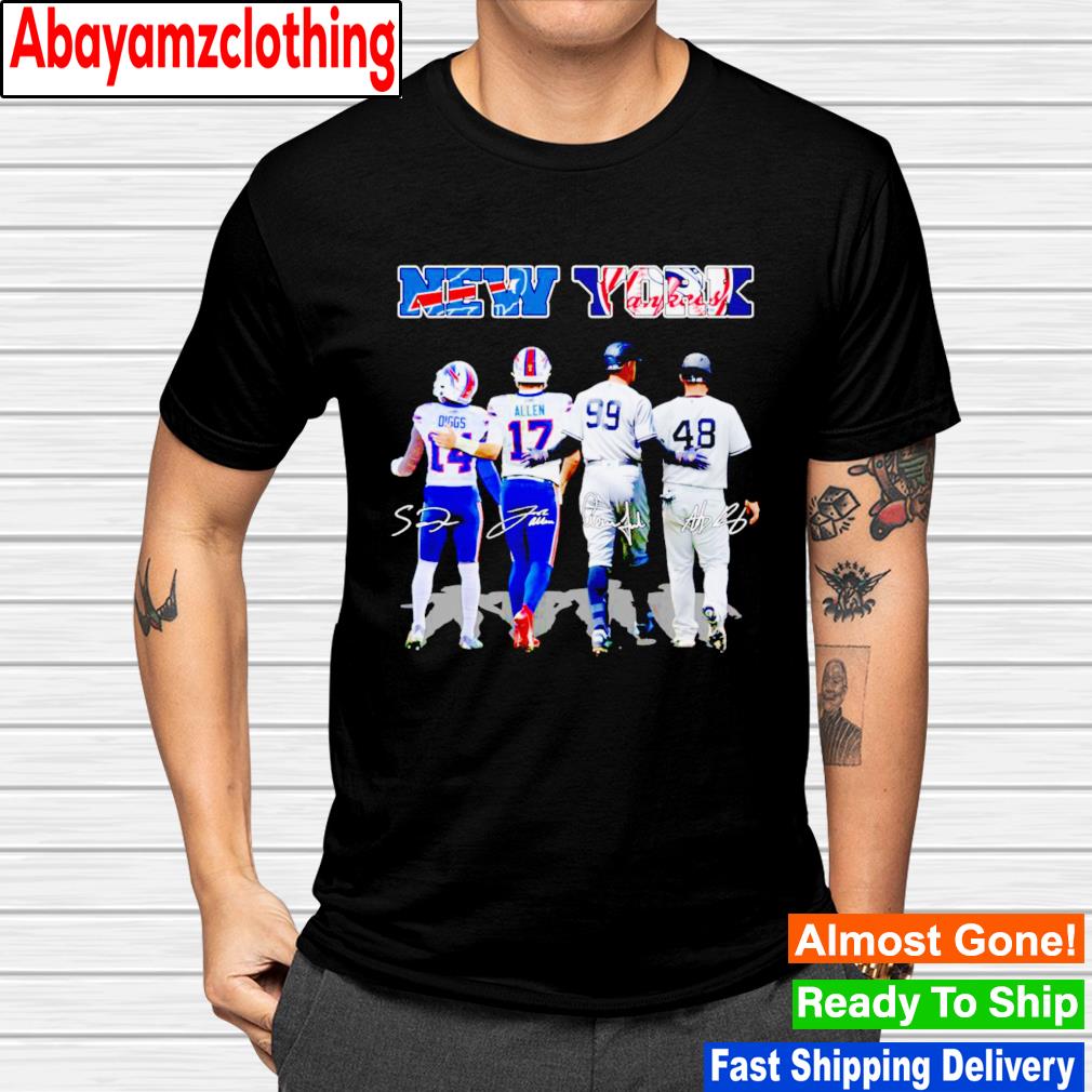 New York sport Diggs And Allen and Aaron Judge and Anthony Rizzo signatures shirt