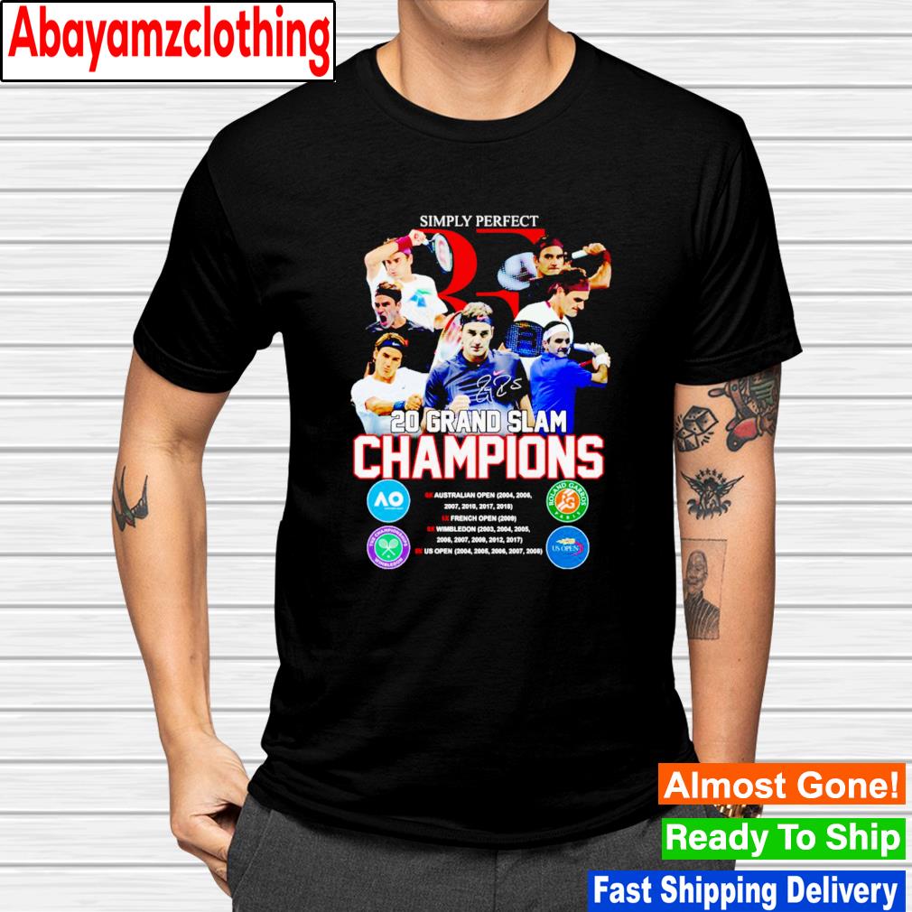 Roger Federer simply perfect 20 grand slam champions signature shirt