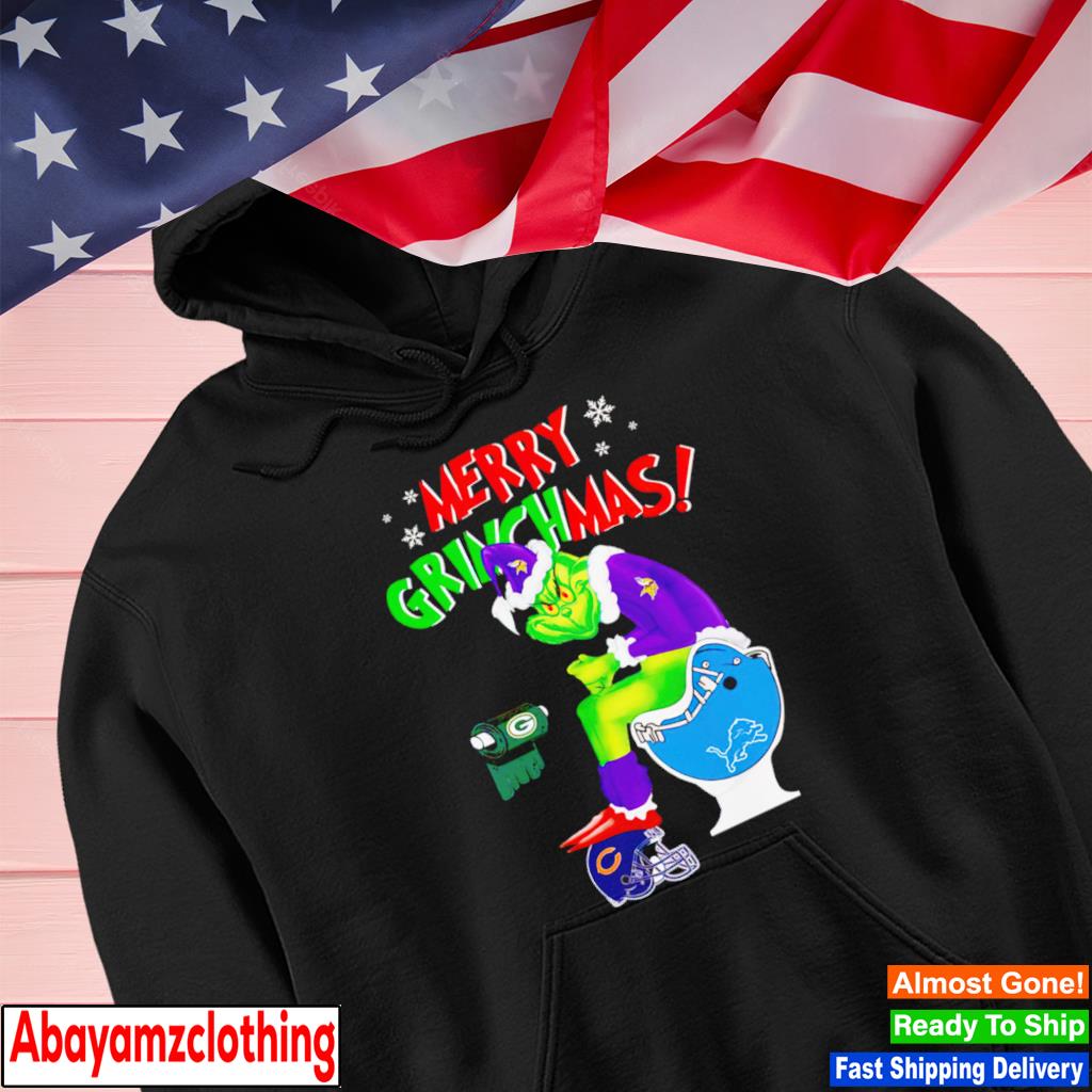 Santa Grinch Vikings shit on Detroit Lions helmet Merry Grinchmas s Hoodie
