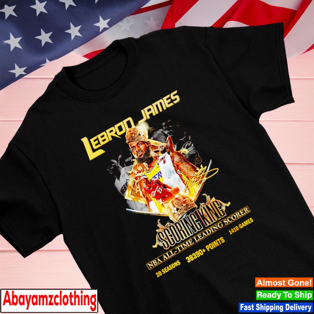 Lebron James Scoring King NBA All Time Leading Scorer 20 seasons 38390 points 1410 games signature shirt