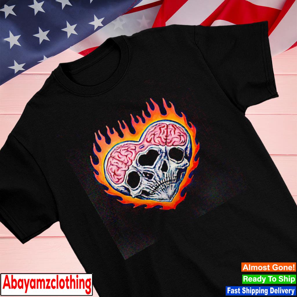 Skull skeleton love fire shirt